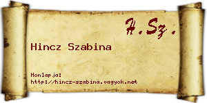 Hincz Szabina névjegykártya
